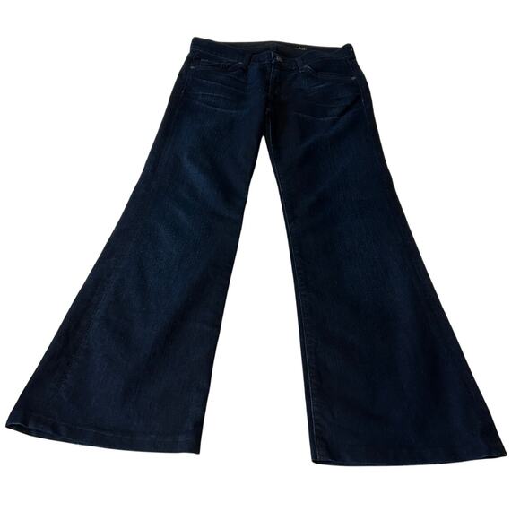 7 For All Man Kind Dojo Jeans Women's Dark Wash Flare Low Rise Size 27 - Picture 1 of 10